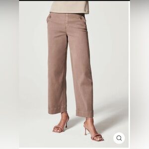 SPANX STRETCH TWILL CROPPED WIDE LEG PANT Size XS Light Cedar Color
